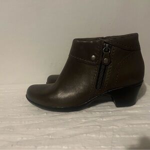 Clarks Dark Brown Ankle Booties with Zipper